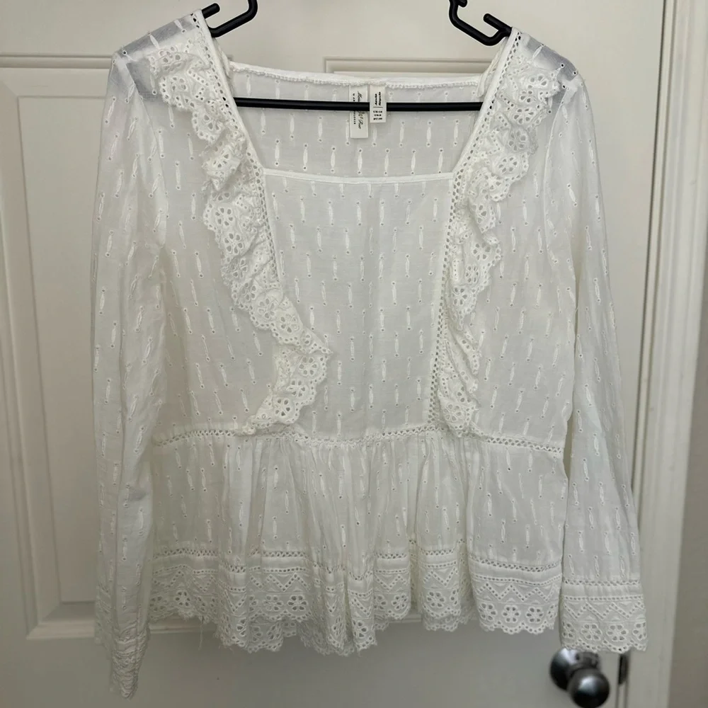Anthropologie Meadow Rue Edelyn Ruffled Lace Blouse